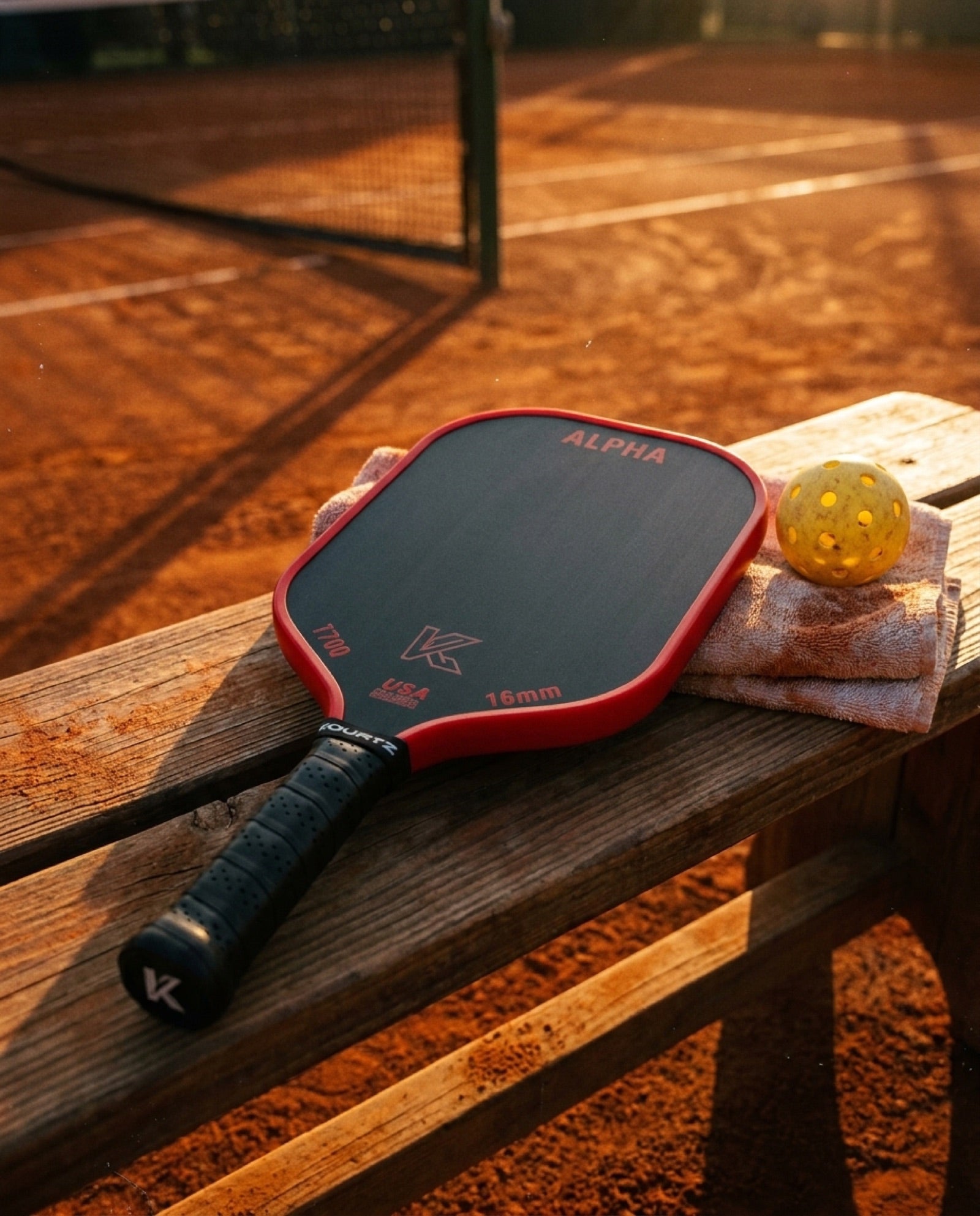 Alpha 16mm on a courtside bench at golden hour